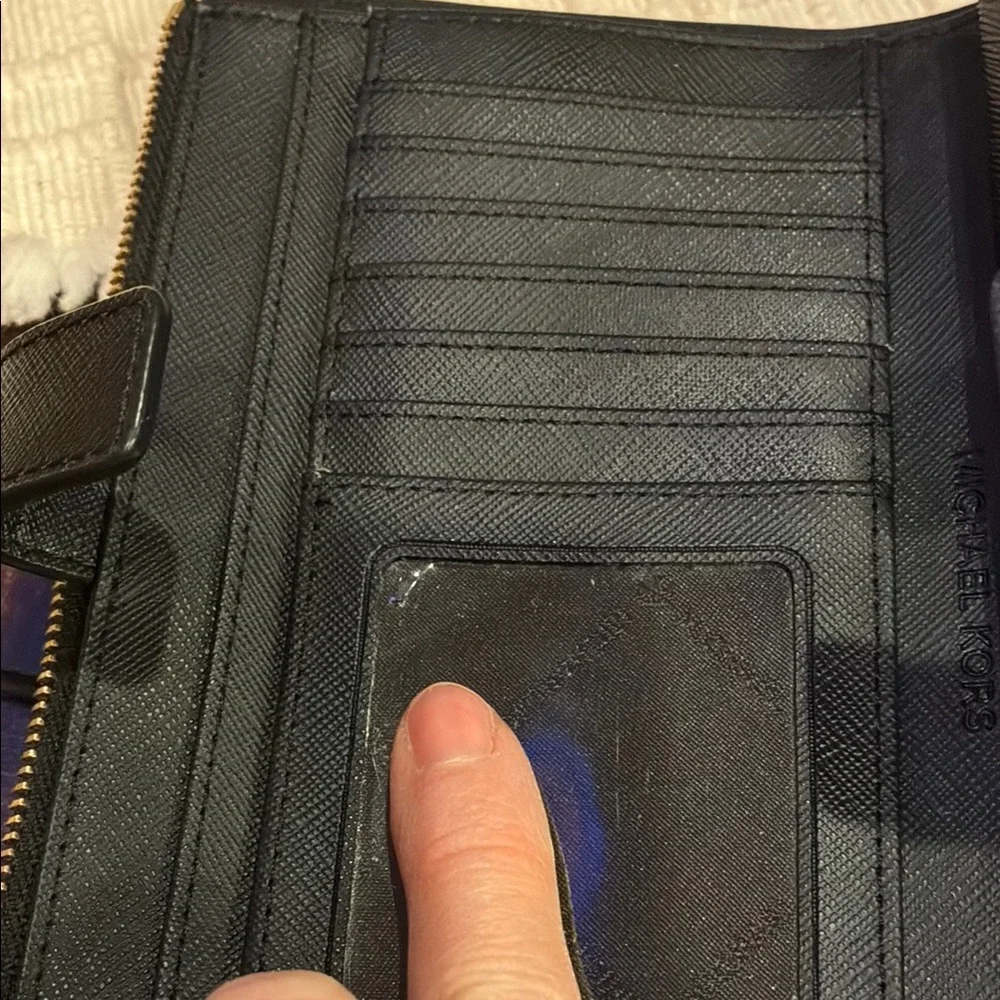 Michael Kors Saffiano Leather Black and Gold Double Zip Wallet/Clutch (ABBA) - Picture 10 of 15